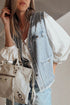 Frayed Edge Snap Front Flap Pocket Denim Vests